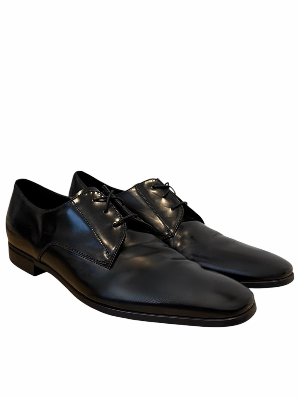PRADA Polished Leather Derby Dress Shoes